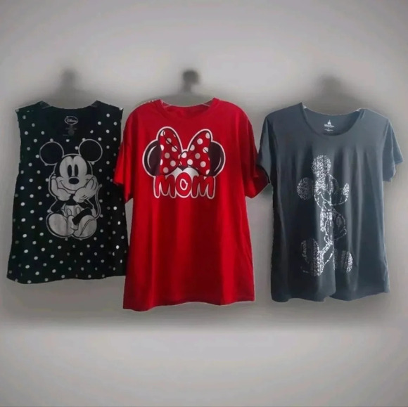 (3) Disney Shirt Bundle x3 Women's size L/XL Mickey Minnie Mouse - Picture 1 of 13
